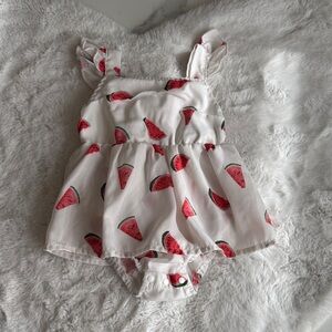 SHEIN White Baby Romper with Watermelon Trim